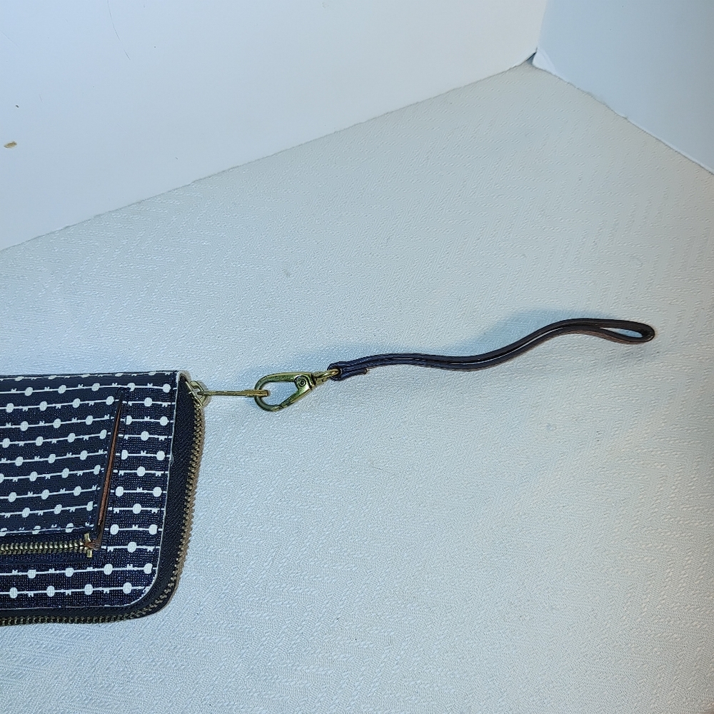 Wallet Clutch Fossil Canvas Brown Design Zip Arou… - image 6